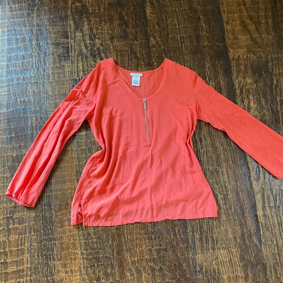 Michael Kors Tops | Michael Kors Coral Zipper Blouse - Picture 11 of 15